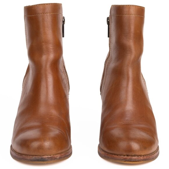Frye Addie Tan Leather Inside Zip Booties Women's 6 B - Picture 2 of 15